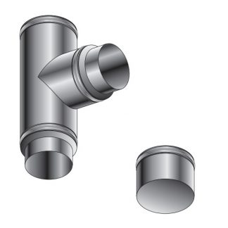 Roccheggiani Stainless Steel 90 Degree Tee complete with cap 5"